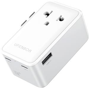 UPXNBOR Nuovo 2026 Adattatore Universale da Viaggio Ultra Sottile, Presa Universale da Viaggio con 1 USB-A e 2 USB-C, Adattatore Compatto presa Inglese/Americana/UK/USA/Australia/Giappone/Thailandia