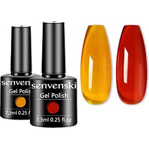 Senvenski Arancione Gelatina Smalto Semipermanente per Unghie Kit - Jelly Cristallo Traslucido Gel Guscio Di Tartaruga Rossa Arancia Grigio Ambra Colore UV LED Manicure Nail Art (CS2-003)