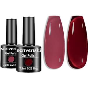 Senvenski Rosso Jelly Smalto Semipermanente per Unghie Kit, Gelatina Cristallo Traslucido Gel Arancia Grigio Ambra Colore UV LED Vernice Manicure Nail Art Regalo (CS2-009)