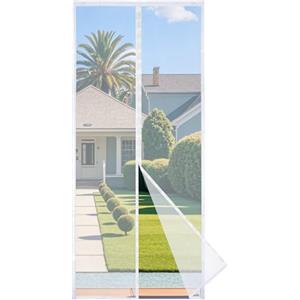 Apalus Prime zanzariera magnetica per porta balcone 130x240cm, luminosa, resistente allo strappo e agli agenti atmosferici, fascia auto-adesiva superiore da 3,8 cm, non accorciabile, Bianco