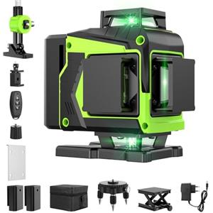 Pdgrid Livella Laser Autolivellante 16 Linee, 4 X 360 °Livello Laser Autolivellante Verde, 2 x Batterie, Autolivellante, Supporto rotante, Telecomando Cabina di rilevamento