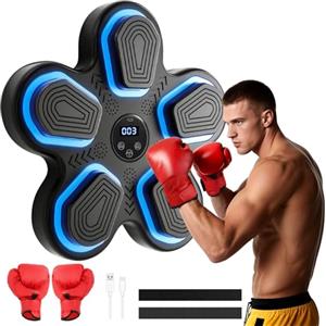 Gxpjycfob Music Boxing Machine Adulto - 9 Modalità di 9 Velocità Regolabile, Parete Musica con Guanti da Boxe, Conteggio Intelligente e Bluetooth per Allenamento di Pugilato per Bambini e Adulti a Casa
