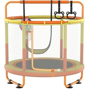 CZCPARY CZCPAPY - Trampolino elastico per bambini, per interni ed esterni, con rete di sicurezza, cestino, aste, altalene, regalo per bambini (giallo arancione)