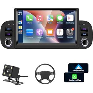 LSLYA Autoradio Fiat Panda 2013-2020 con Android Auto y CarPlay Inalámbrico, 7 Pantall Radio Coche Bluetooth Estéreo IOS Android con FM GPS Navegación USB Cámara Trasera Mic Reproductor Multimedia