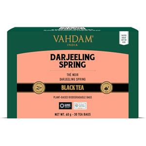 VAHDAM, Tè Darjeeling in foglia intera, 30 bustine piramidali. Primo raccolto 100% puro dall'India