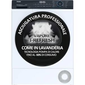 Haier I-Pro Serie 3, HD90-A2939E-IT, Asciugatrice, 9 KG, Classe A ++, 65 dB, Vapore, Connessa, 15 programmi, Bianco, AxLxP 84,5x59,5x66,5 cm
