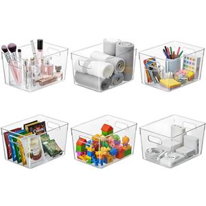 SWTOIPIG Confezione da 6 Organizer Frigo Trasparenti, Contenitori per Frigo Salvaspazio, Organizer Cucina Dispensa in Plastica, 25x15x13 cm