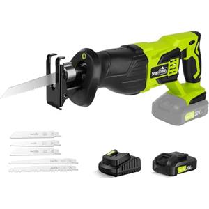 SnapFresh Sega a Gattuccio/Seghetto Alternativo a Batteria 20V, 0-3000SPM, Corsa 25mm, Cambio Lama Senza Utensili - Taglio Legno/Metallo/Ferro/Rami/PVC, per DIY & Giardinaggio - 1,55kg Leggera