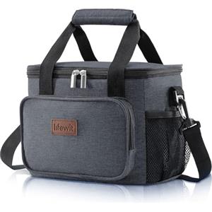 Lifewit Borsa Termica Porta Pranzo 9L(12 Lattine), Medio Borse Frigo Pranzo Ufficio per Uomo e Donna, Lunch Bag per Lavoro, Mare, Viaggio, Spiaggia, Grigio Scuro