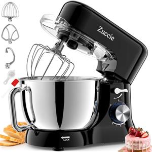 Zuccie Impastatrice Planetaria, Zuccie 1000W Robot da Cucina Multifunzione, 5L 8 Velocità Impastatrice Professionale con Frusta, Gancio per Impastare, Frusta per Dolci, Ciotola di Acciaio Inossidabile (Nero)