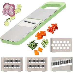 Generico Mandolina per Verdure Professionale - Affetta con 5 Lame Regolabili in Acciaio Inossidabile - Taglia Manuale - Design Sicuro con Impugnatura Antiscivolo, Facile da Pulire