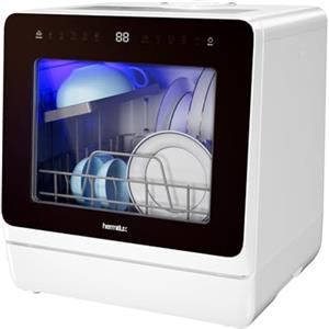 Hermitlux Lavastoviglie Portatile 7+3 Programmi di Lavaggio, 5 Coperti, Serbatoio dell'acqua Incorporato da 5L, Funzione Delayed Star e Blocco Bambini