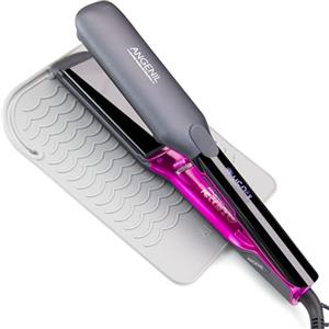 ANGENIL Pro Titanium Flat Iron raddrizzatore per capelli largo 4.5cm,Raddrizzatore a doppia tensione e Curler 2-in-1 con tappetino in silicone resistente al calore, temperatura regolabile 160°C-240°C