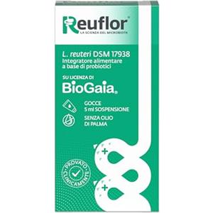 Reuflor - Integratore Alimentare a base di Fermenti Lattici Vivi, Probiotico adatto ai bambini, senza olio di palma, Gocce da 5 ml