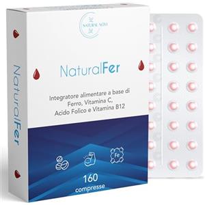 Natural Novi Ferro Integratore 28mg NaturalFer® | 160 compresse | Vitamina C + Vitamina b12 e acido Folico | Supporto Energetico e stanchezza | Senza Glutine | Senza Lattosio