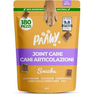 paawy Integratore Articolazioni Cane di Paawy | TEST OTTIMO | 180 Snacks Condroprotettori e Antinfiammatorio Naturale con Glucosamina, Condroitina e Collagene per Cani per la Cura delle Ossa e Articolazioni
