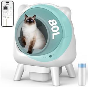 Amicura Cura X1 Lettiera Gatto Autopulente, 80+8L Lettiera Autopulente per Gatti, Sensori di Sicurezza, Eliminazione Odori, Controllo App, Grande Capacità, Lettier Automatica per Più Gatti