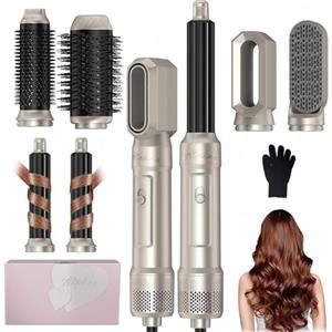 Atopskins 6 in 1 Asciugacapelli Hair Styler 1000W Spazzola Asciugacapelli mit Hairstyler, Air Styler Set con Airflow Arricciacapelli,Spazzola Phon,per Arricciatura,Stiratura,Volumizzante