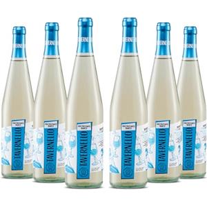 Tavernello Vino Bianco Frizzante, Gusto Asciutto ed Equilibrato, 11% Vol, Confezione con 6 Bottiglie da 750 ml