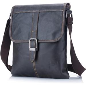 AINUOEY Uomo Zaino Monospalla Borsello a Mano Borse a Spalla Antifurto Messenger in Pelle Vera Piccola Vintage Elegante Ufficio PU pelle 71104 1 pz Lago Blu