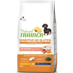 Natural Trainer Crocchette Salmone 7 kg - Alimento Completo Senza Glutine per Cani Adulti di Piccola Taglia