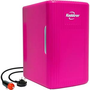 Koolatron Retro Mini Frigo da Camera 6L Frigorifero Piccolo Per la Cura Della Pelle 8 Lattine Termoelettrico Portatile Raffreddatore e Scaldino Mini Frigorifero per Auto Ufficio Bevande Casa (Rosa)