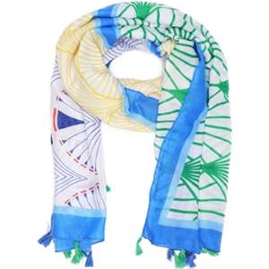 QUEEN HELENA Sciarpa Leggera Fina Colorata Foulard a Fantasia Girocollo Morbido Casual Donna SC024-8 (Blu)