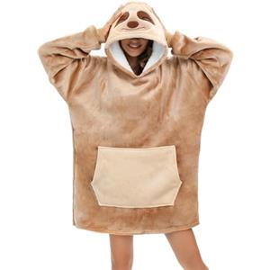 chuangminghangqi Coperta con Cappuccio in Flanella Morbida Vestaglia Felpa Pullover Calda e Confortevole TV Coperta Felpa con Cappuccio Spessa - Sovradimensionata Tasca Grande, L