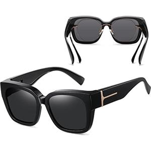 Musivon Occhiali da sole oversize, da uomo e da donna, quadrati, per la visione notturna, per gli automobilisti, occhiali da guida notturna, polarizzati, protezione UV400, lenti HD gialle per guida