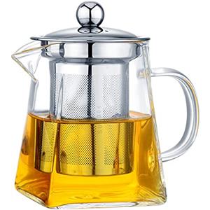 OFKPO 350 ml Teiera di Vetro con Filtro in Acciaio Inox