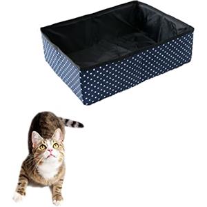 Macelitu Lettiera Pieghevole per Gatti, Lettiera Portatile da Viaggio per Gattino, Impermeabile, Durevole, All'aperto Toilette per Gatto per Esterno, Casa, Blu, 40 * 30 cm