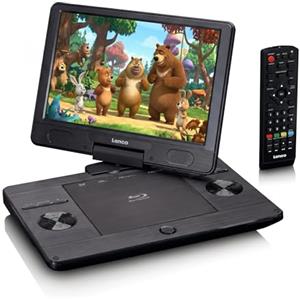 Lenco BRP-1150 Lettore DVD portatile Blu-Ray - Schermo TFT girevole da 11,5 con 1024 x 600 Pixel - Batteria integrata - con adattatore di alimentazione e auto - ingresso USB - AV-Out - HDMI - Nero
