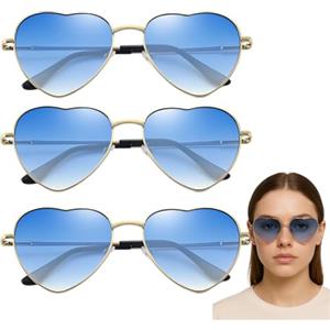 XYTAHDM 3 Paia Occhiali da Sole Cuore,Hippy Occhiali a Forma di Cuore, Occhiali da Festa, Occhiali da Sole Retro, Occhiali Divertenti per Feste di Compleanno Carnevale Festa Cosplay(Blu Sfumato)