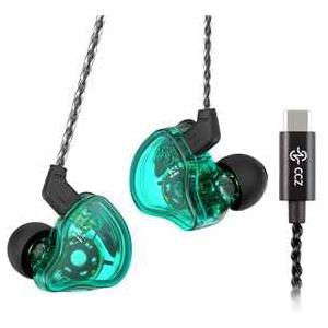 Yinyoo CCZ Melody USB C in-ear-monitor 1BA 1DD auricolari Hifi, auricolari in-ear leggero di basso profondo IEM cuffie con cavo 4N OFC per musicista/batterista/bassista(Verde, senza microfono USB-C)