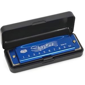 Alyxen Blues Armonica A Bocca, Armonica Diatonica In Do, 10 Fori Armonica Blues, Armonica A Bocca In Chiave Di Do, Con Custodia, Per Adulti, Professionisti, Principianti E Bambini (Blu)
