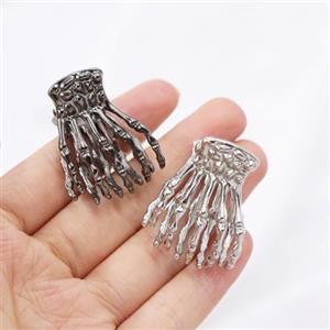 Umiin Fermaglio per capelli in metallo, stile gotico, color argento, accessori per capelli spaventosi per Halloween, feste in maschera, cosplay (S-argento e nero)