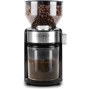 CASO Barista Crema - macina caffe' elettrico con macine piane, 150 W, capacità 190 g (da 1 a 12 tazze) e contenitore raccoglitore estraibile fino a 140 g, 48 livelli di macinatura, acciaio inox