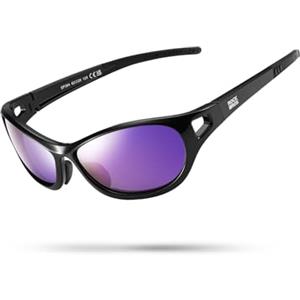 ROCKBROS Occhiali da Ciclismo Polarizzati Uomo Donna, Occhiali da Sole Sportivi Lenti TAC Protezione UV400, con Telaio TR90, Leggera e Antiscivolo, per Corsa, Pesca, Escursionismo, Nero e Viola