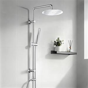 Görbach Colonna Doccia Acciaio Inox Senza Miscelatore Fori Muro Regolabili Colonna Doccia idromassaggio Asta Doccia Saliscendi Doccia con Soffione a Pioggia in INOX Tondo 20cm