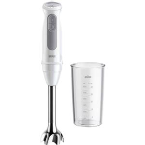 Braun MultiQuick5 MQ50.001M MINIPIMER CON 5 ANNI DI ASSISTENZA, 21 Velocità, Tecnologia Tedesca, ECO-SOSTENIBILE PRODOTTO CON PLASTICA RICICLATA, Asta in Acciaio, Bicchiere 600ml, 1000W,Bianco