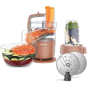 Kenwood MultiPro Compact - Robot da Cucina Multifuzione con Express Serve, Lama in Acciaio Inox, Dischi Affetta e Grattugia, Personal Blender 600 ml, Funzione Pulse, Rosso Argilla (FDP23.380RD)