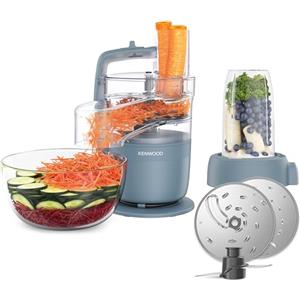 Kenwood MultiPro Compact - Robot da Cucina Multifunzione con Express Serve, Lama in Acciaio Inox, Dischi Affetta e Grattugia, Personal Blender 600 ml, Funzione Pulse, Blu Tempesta (FDP23.380GY)