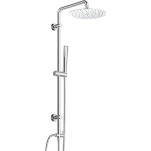 Görbach Colonna Doccia Acciaio Inox Senza Miscelatore Fori Muro Regolabili Colonna Doccia idromassaggio Asta Doccia Saliscendi Doccia con Soffione a Pioggia in INOX Tondo 20cm