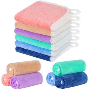 Aolso Coral Fleece Asciugamano quadrato，6 Pezzi Salvietta per Bambini, Panno Morbido per il Viso, Panno per il Viso in Flanella, Panno per la Pulizia Piutilizzabile（30x30 cm）