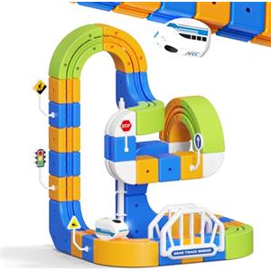 Hzitcigm Trenino Elettrico Bambini, 124 Pezzi (36 Binari + 1 Treno) Pista Flessibile 3D Antigravità Set Costruzioni DIY Circuito Trenino Elettrico Gioco STEM Educativo, Regalo Bambini 3 4 5 6 7 8 Anni