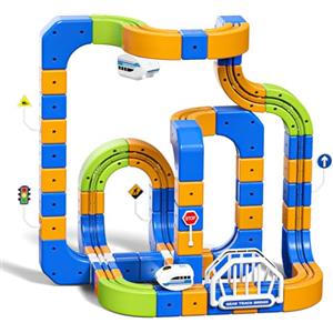 Hzitcigm Trenino Elettrico Bambini - 225 Pezzi (80 Binari + 2 Treni) Grande Pista Flessibile 3D Antigravità, Set Costruzioni DIY, Circuito Trenino Elettrico, Gioco STEM Educativo, Regalo 3-8 Anni