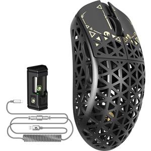 MAMBASNAKE Mouse da gioco wireless M5, ultra in fibra di carbonio, 8000 Hz, 39 g, superleggero, 42000 DPI, sensore PAW3950MAX, chip Nordic 52840, mouse cablati Bluetooth/2.4G/USB-C con cavo a spirale