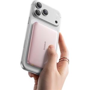 Baseus Picogo AM41 Power Bank, 10000mAh Qi2 Magsafe Powerbank 15W Wireless, Ultra Slim, Ricarica Rapida PD 27W, Magnetico Batteria Esterna per iPhone 17/16/15/14/13/12, Rosa