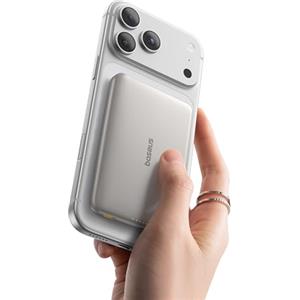 Baseus Picogo AM41 Power Bank, 10000mAh Qi2 Magsafe Powerbank 15W Wireless, Ultra Slim, Ricarica Rapida PD 27W, Magnetico Batteria Esterna per iPhone 17/16/15/14/13/12, Titanio