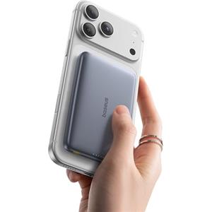 Baseus Picogo AM41 Power Bank, 10000mAh Qi2 Magsafe Powerbank 15W Wireless, Ultra Slim, Ricarica Rapida PD 27W, Magnetico Batteria Esterna per iPhone 17/16/15/14/13/12, Grigio